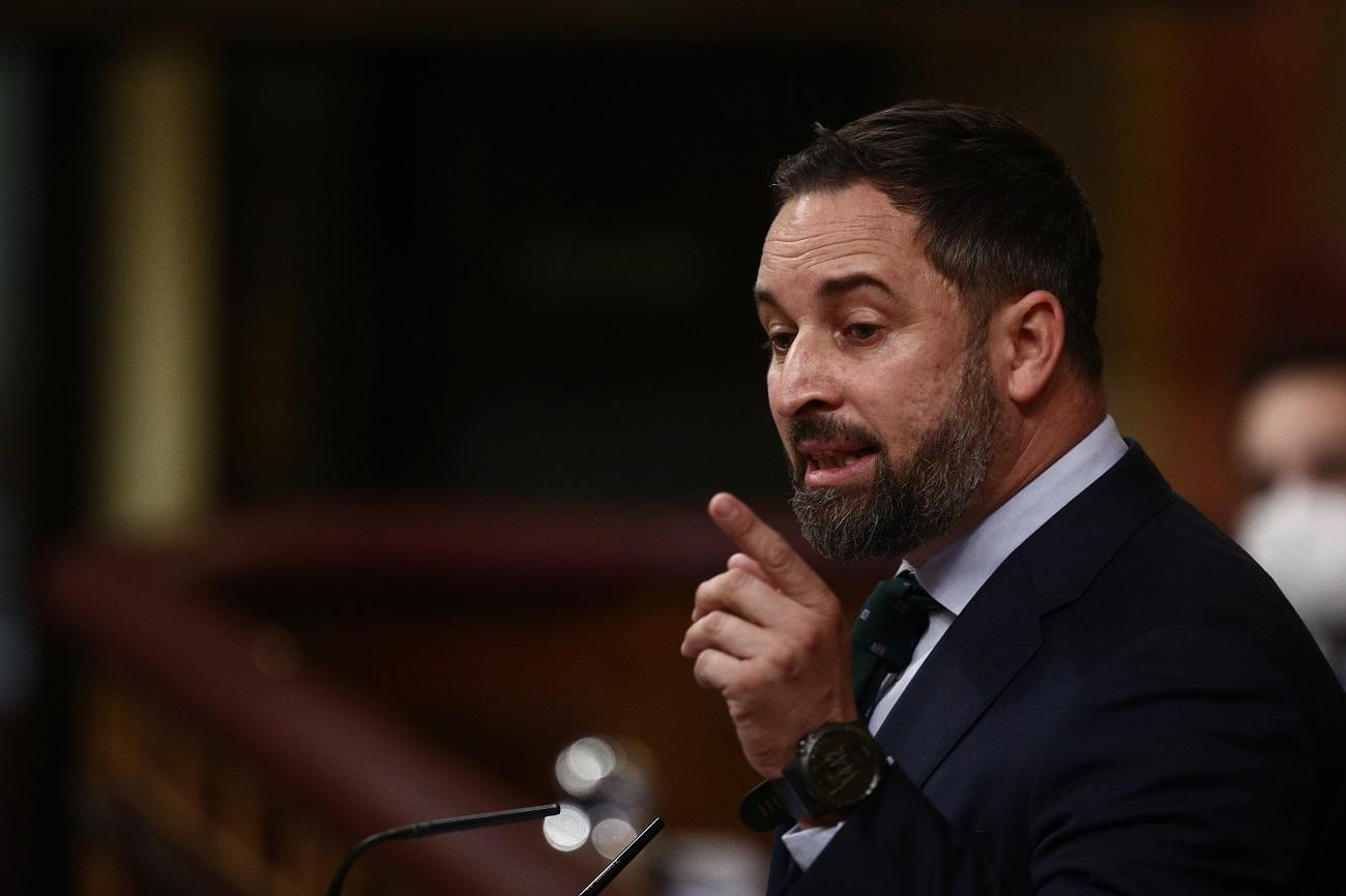 El líder de Vox, Santiago Abascal, durante un pleno en el Congreso. Fuente: Europa Press.