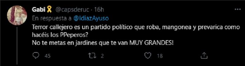 Usuarios de Twitter recuerdan a Ayuso la corrupción en el PP Usuarios de Twitter recuerdan a Ayuso la corrupción en el PP