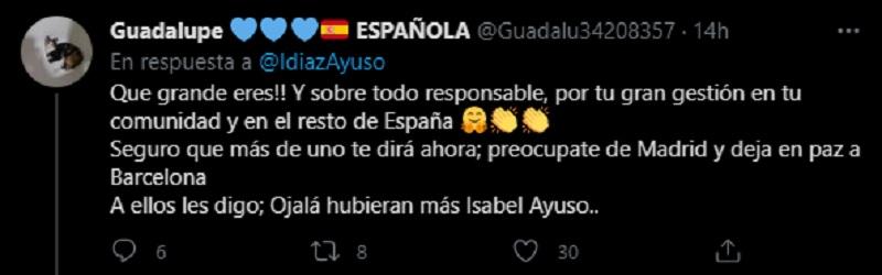 Usuarios de Twitter aplauden el mensaje de Ayuso