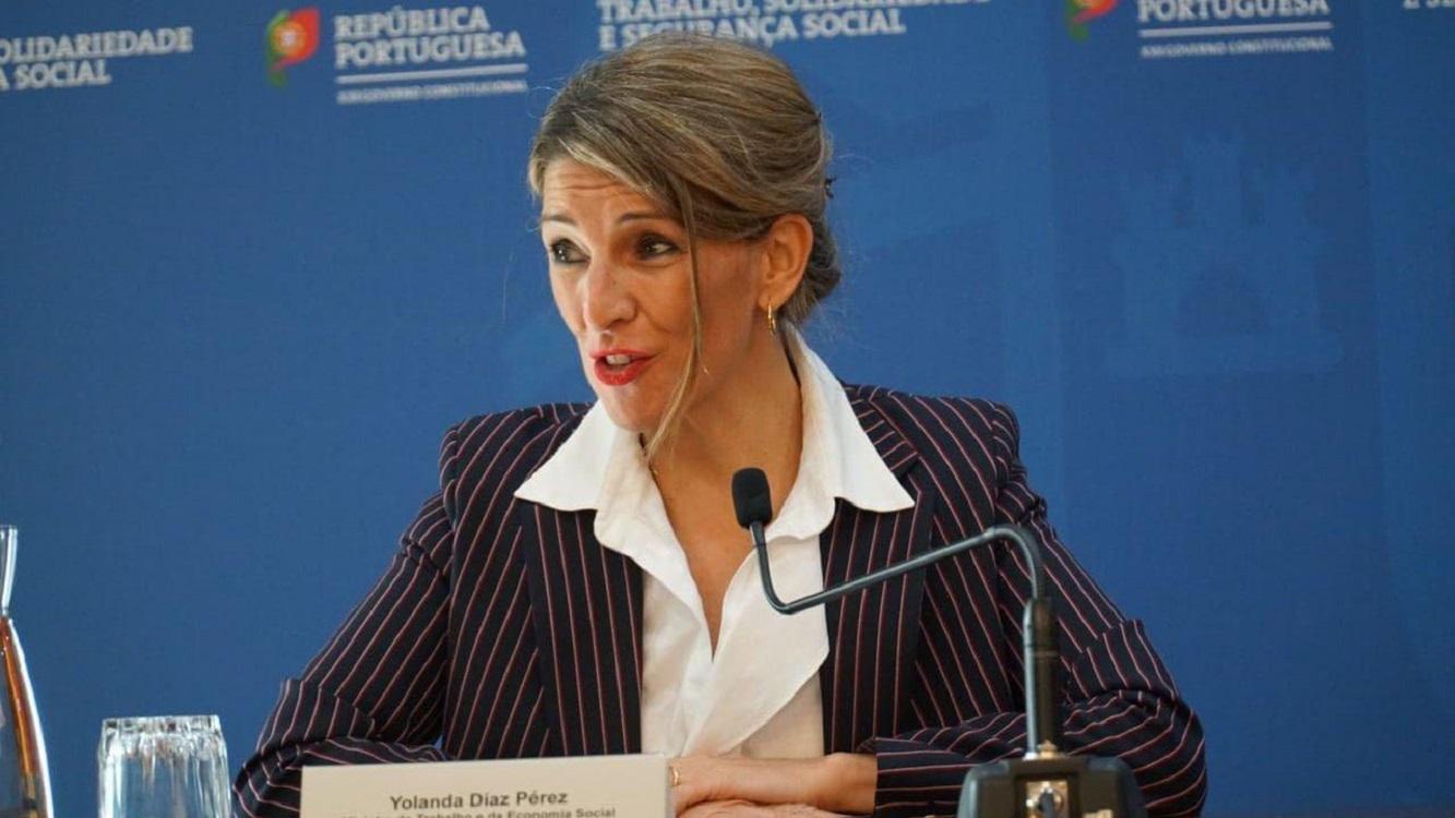 Yolanda Díaz, ministra de Trabajo en un acto anterior