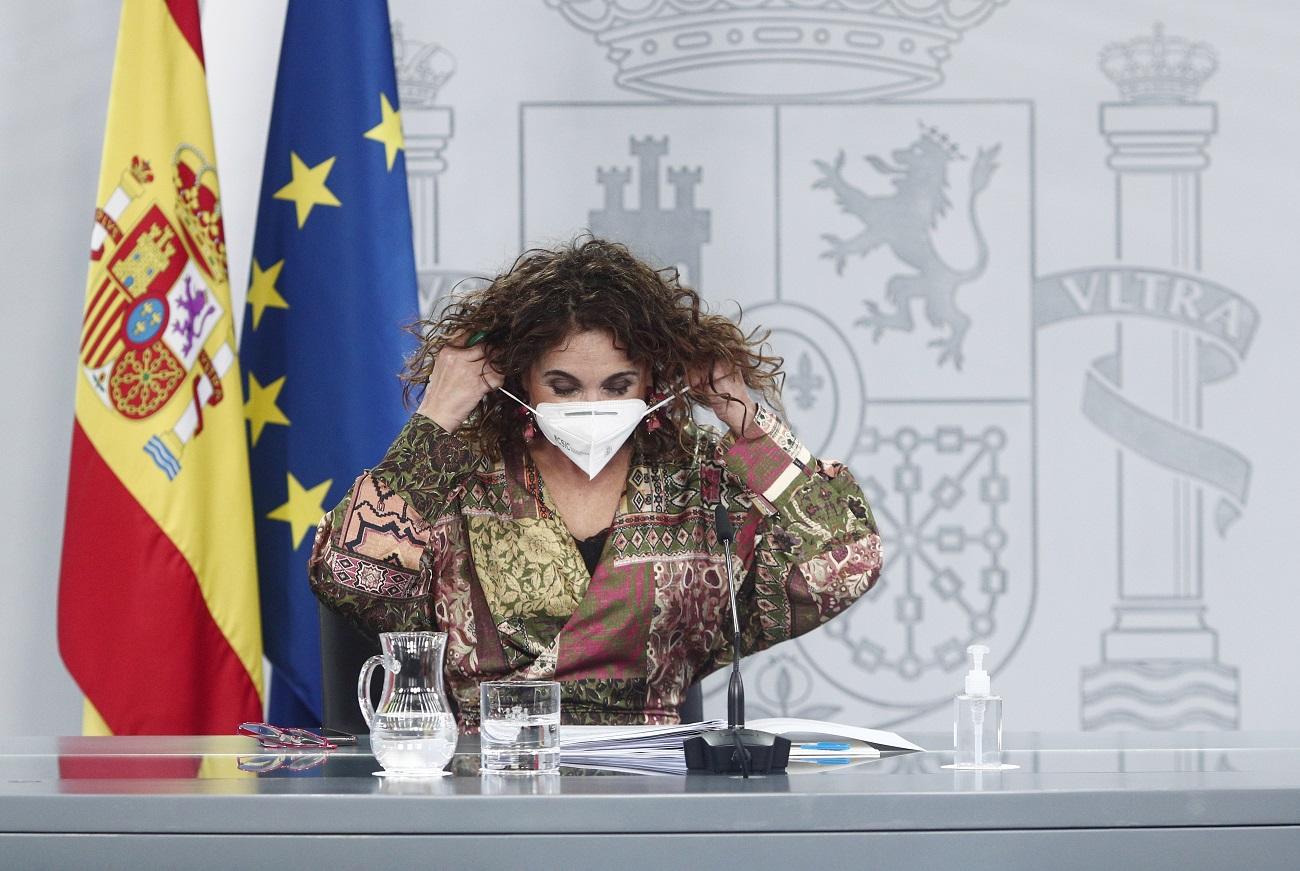 La ministra de Hacienda y portavoz del Gobierno, María Jesús Montero, durante la rueda de prensa posterior al Consejo de Ministros. Fuente: Europa Press.