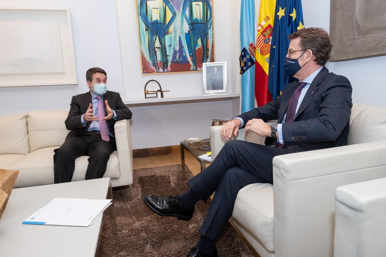 Josu Jon Imaz y Alberto Núñez Feijóo durante la reunión de Repsol y la Xunta de Galicia