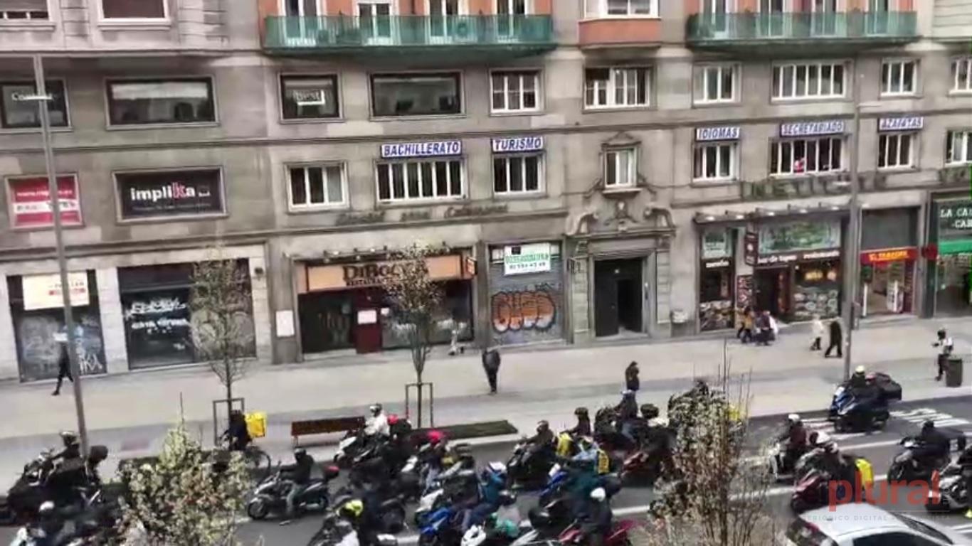 Manifestación de los 'riders' en Madrid. ElPlural