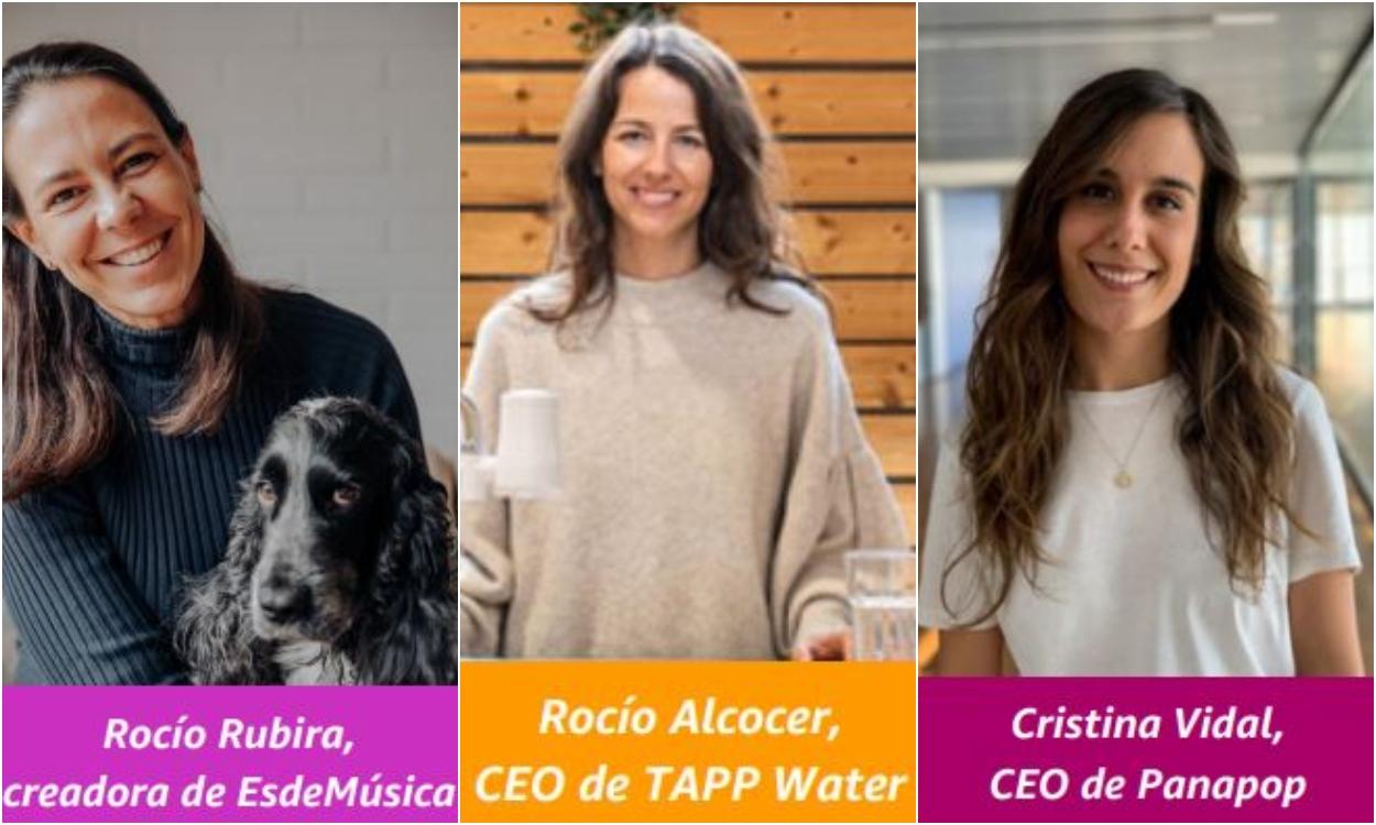 Rocío Ribura, Rocío Alcocer y Cristina Vidal, tres de las emprendedoras que participarán en el evento de Amazon