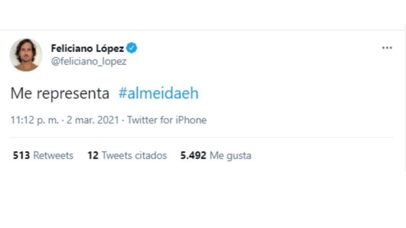 El mensaje de Feliciano López a Martínez Almeida