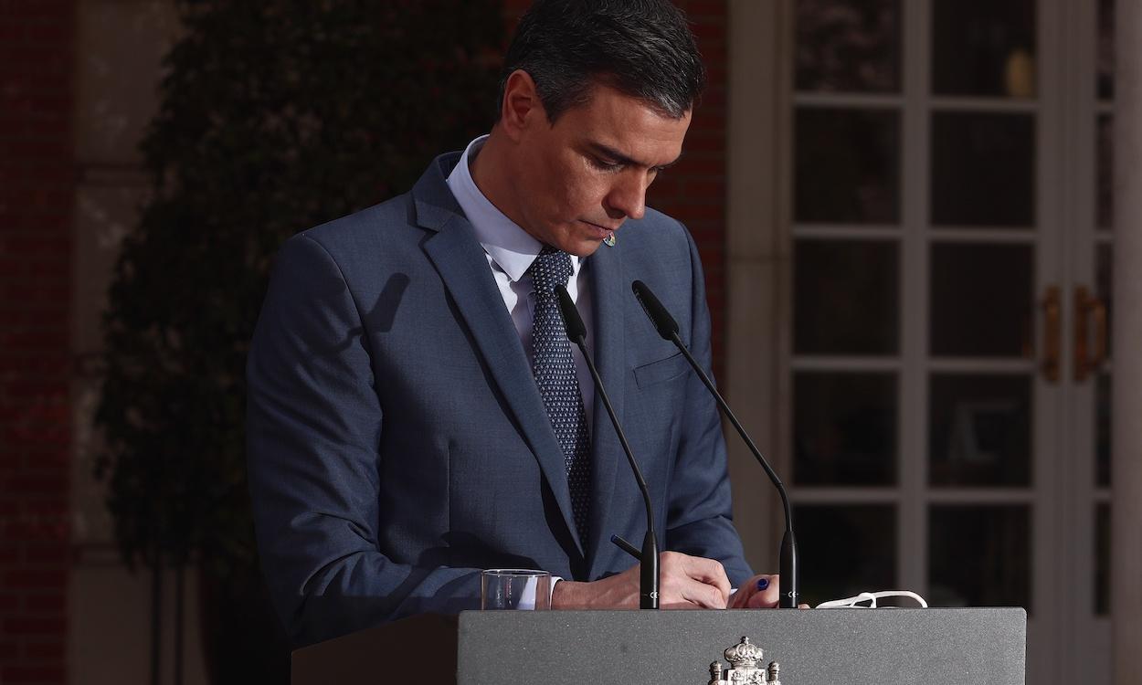El presidente del gobierno, Pedro Sánchez, ofrece una rueda de prensa en Moncloa tras participar en la reunión del Consejo Europeo Extraordinario sobre el Coronavirus, en Madrid