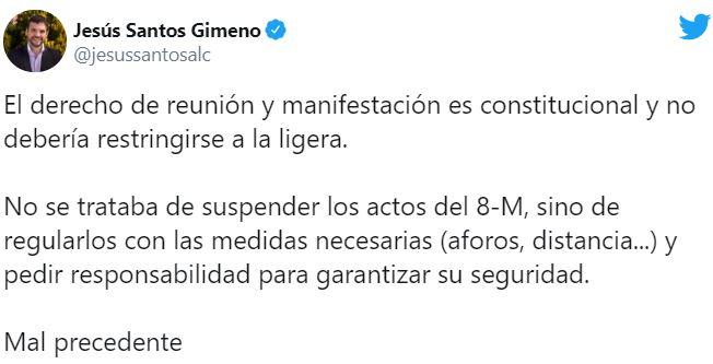 El tuit de Jesús Gimeno