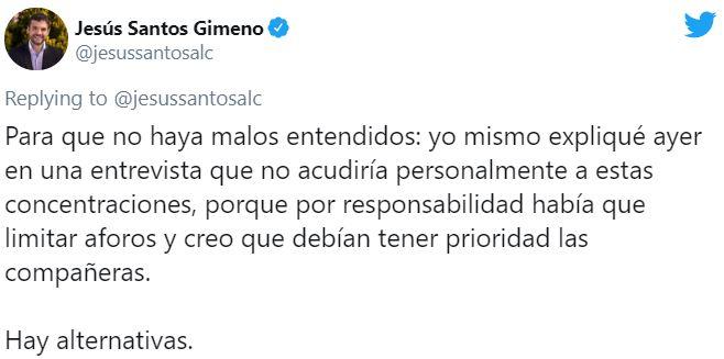 El tuit de Jesús Santos. JPG El tuit de Jesús Santos. JPG