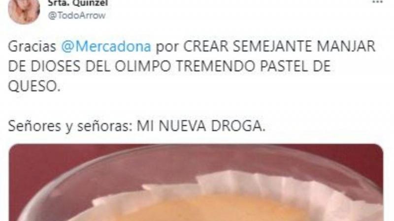 Tuit sobre la tarta de queso top de Mercadona