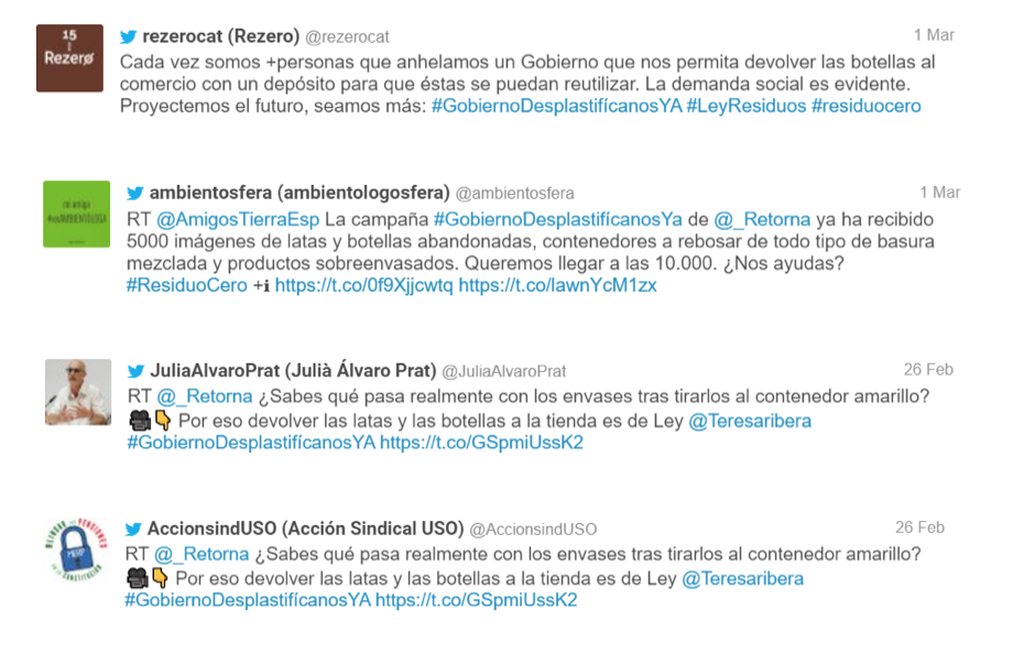 Mensajes en redes sociales a Teresa Ribera. Twitter