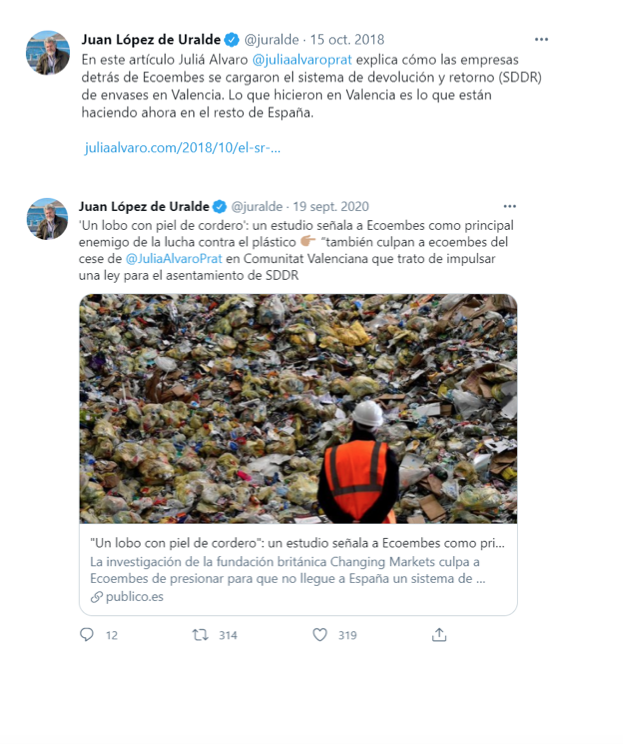 Mensajes de Juan López de Uralde. Twitter Mensajes de Juan López de Uralde. Twitter
