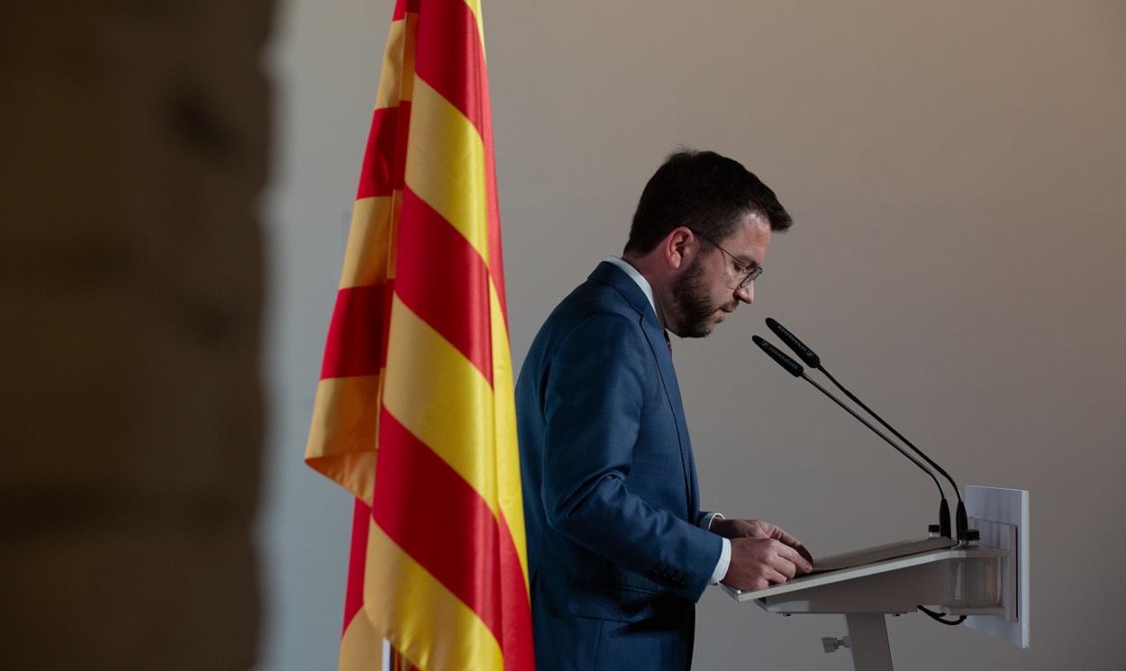 El vicepresidente en funciones de la Generalitat, Pere Aragonès, ofrece una rueda de prensa sobre las prioridades del futuro Govern, en Barcelona. EP