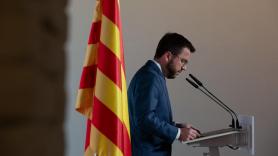 El vicepresidente en funciones de la Generalitat, Pere Aragonès, ofrece una rueda de prensa sobre las prioridades del futuro Govern, en Barcelona. EP