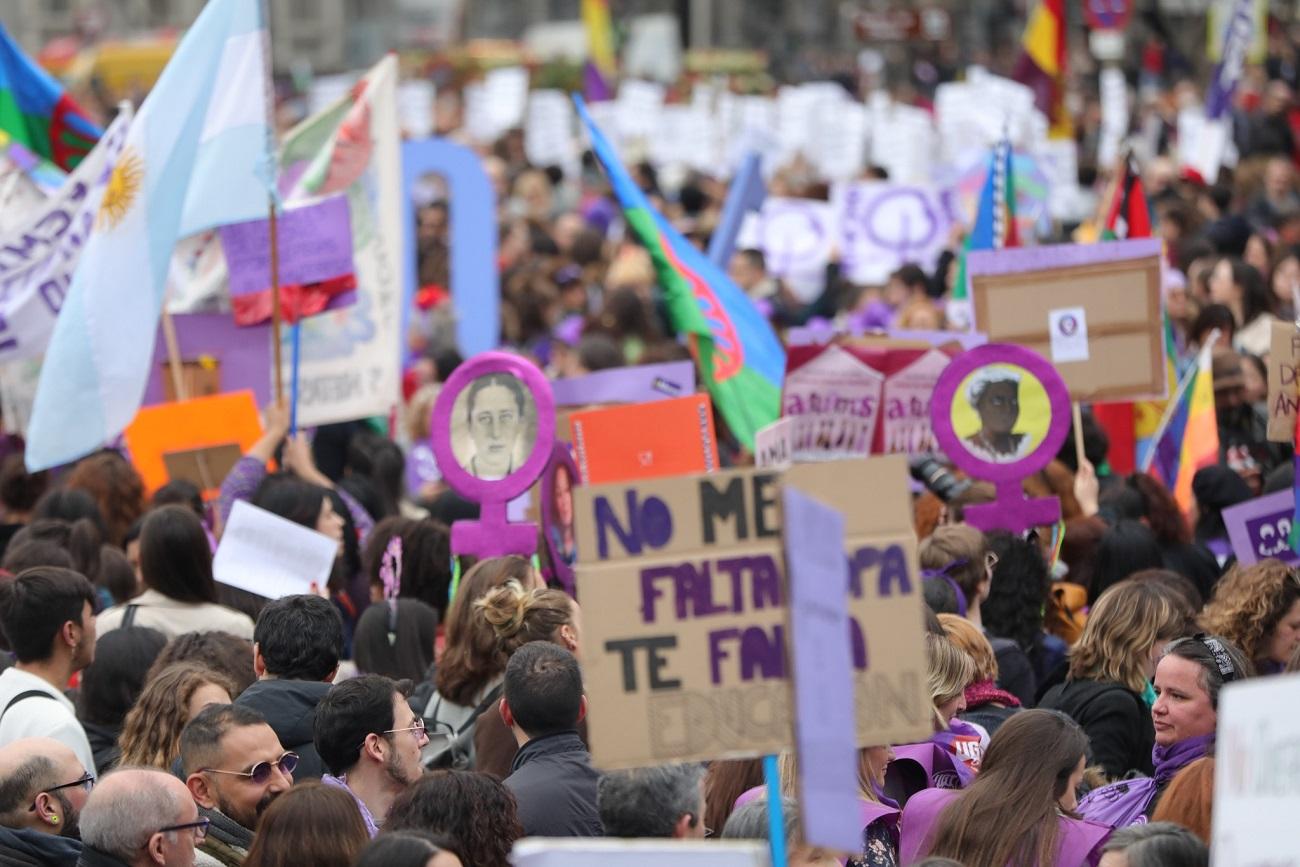 Imagen de archivo de la manifestación del 8M del año pasado en Madrid. Fuente: Europa Press.