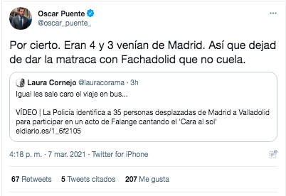 Tuit Óscar Puente Tuit Óscar Puente