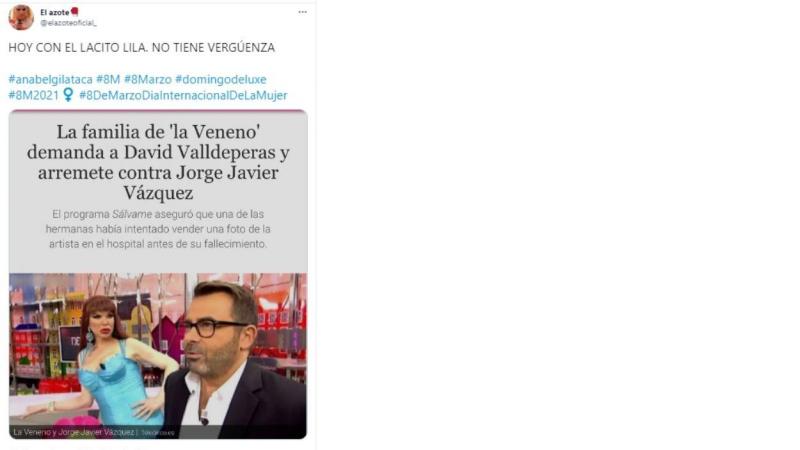 Criticas a Jorge Javier por su apoyo al feminismo. Twitter Criticas a Jorge Javier por su apoyo al feminismo. Twitter
