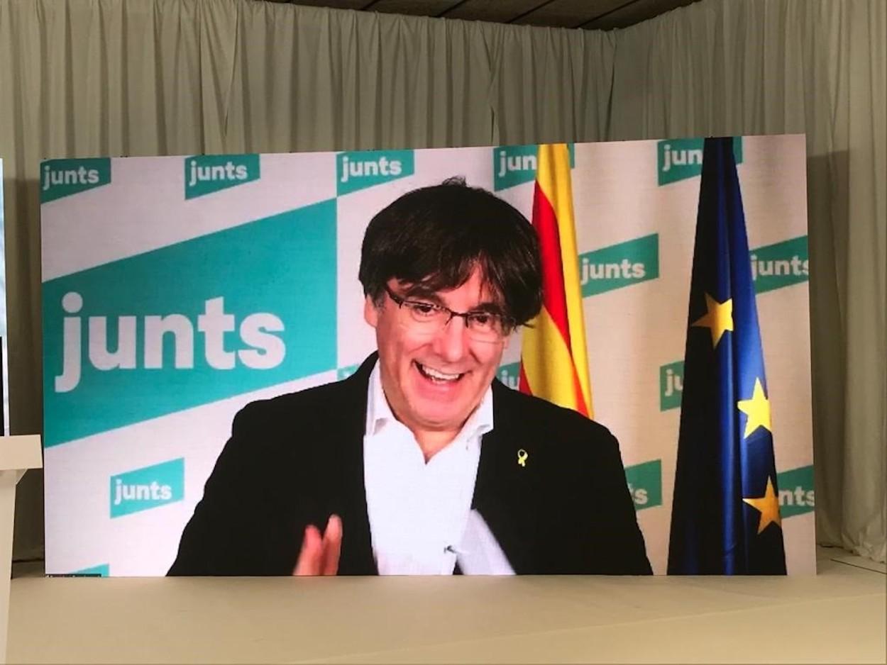 Carles Puigdemont durante una videoconferencia