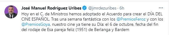 Tuit de José Manuel Rodríguez Uribes Tuit de José Manuel Rodríguez Uribes
