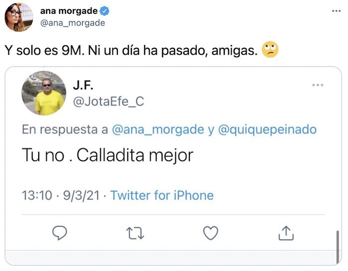 Ana Morgade denuncia un comentario machista Ana Morgade denuncia un comentario machista