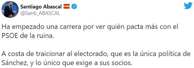 el tuit de Abascal el tuit de Abascal