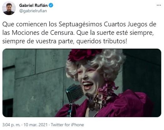 Gabriel Rufián sobre las elecciones de Madrid en Twitter.