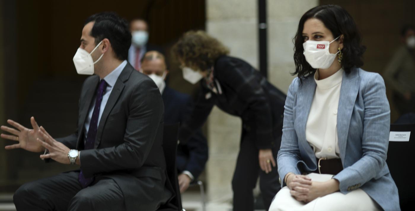 El vicepresidente de la Comunidad de Madrid, Ignacio Aguado y la presidenta de la Comunidad de Madrid, Isabel Díaz Ayuso. EP