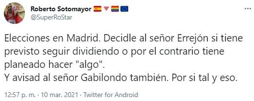 El demoledor recado de Roberto Sotomayor ante las mociones de censura contra Ayuso.