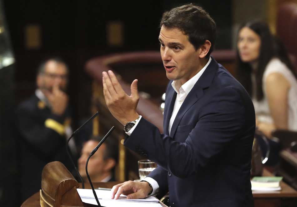 Albert Rivera durante una de sus intervenciones en el Congreso de los Diputados. 