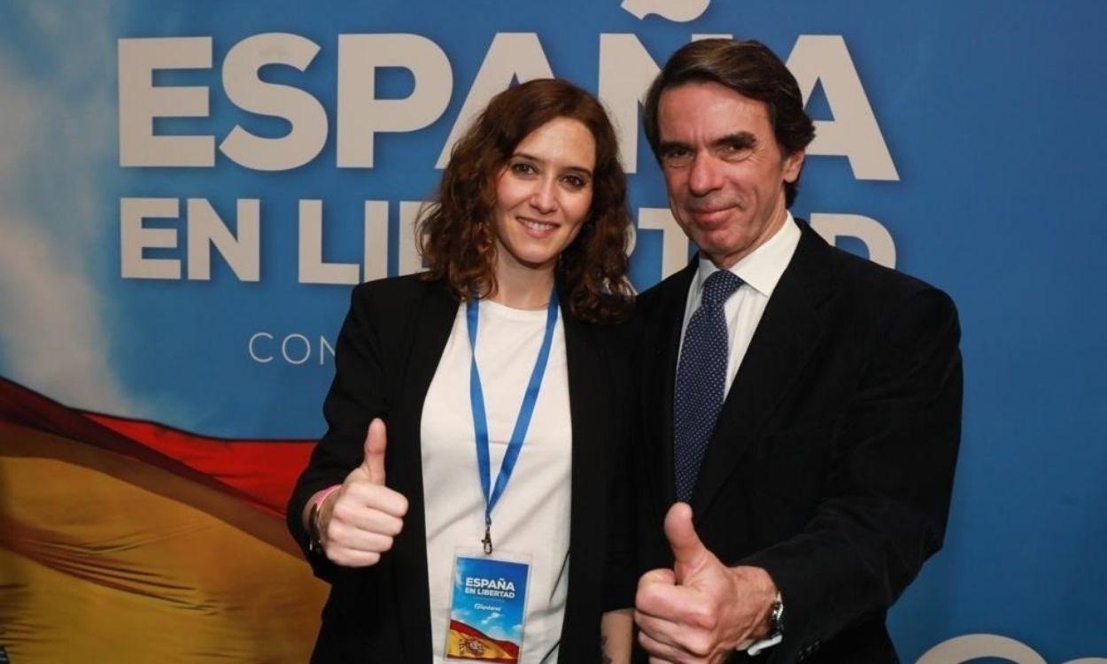 Isabel Díaz Ayuso y José María Aznar en un acto oficial del PP. EP