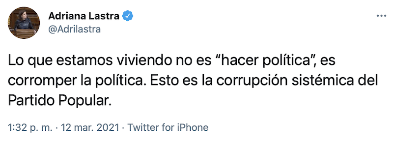 Tuit de Adriana Lastra Tuit de Adriana Lastra