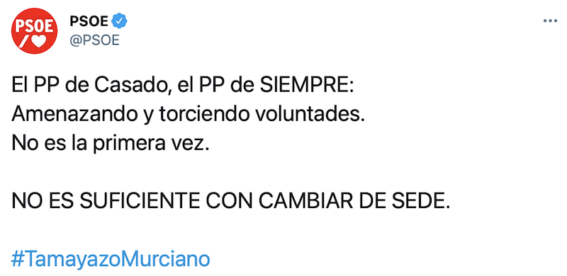 Tuit del PSOE