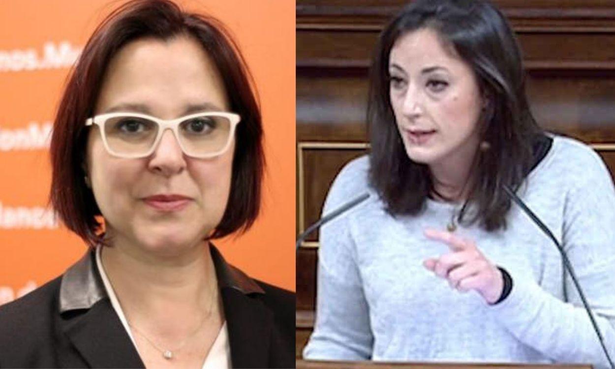 Isabel Franco (Ciudadanos) a la izquierda; Isabel Franco (Podemos) a la derecha.