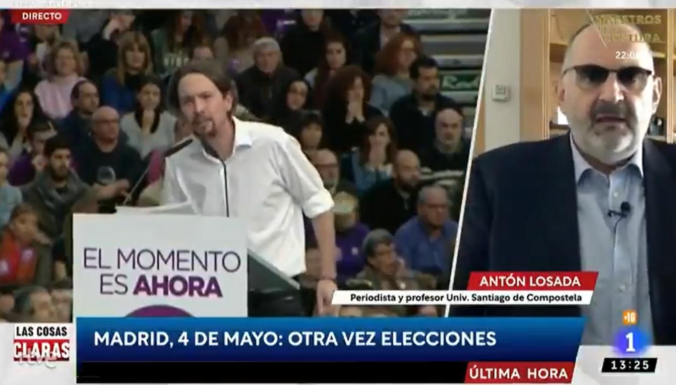 Antón Losada en el programa de este lunes de 'Las cosas claras'. Fuente: RTVE.