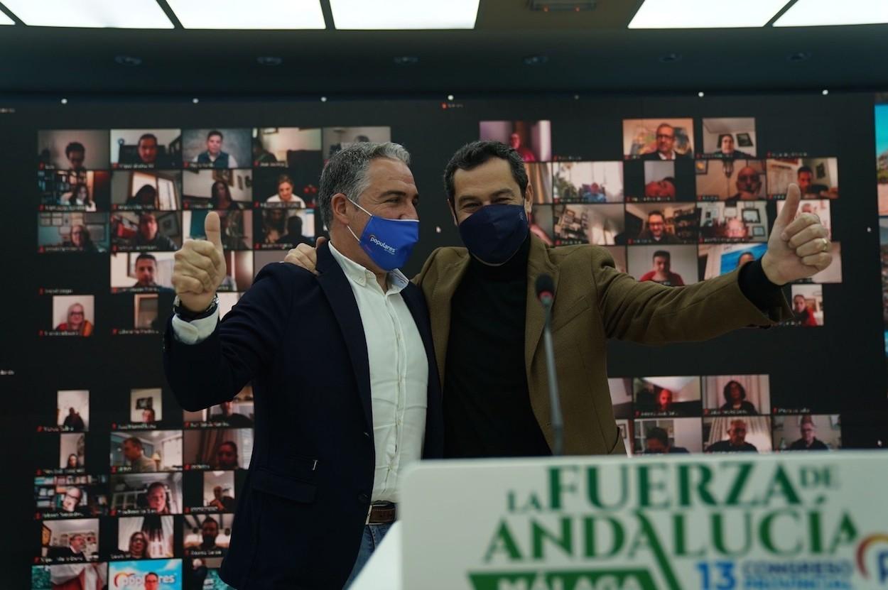 Elías Bendodo y Juan Manuel Moreno, en el Congreso Provincial del PP de Málaga. PP