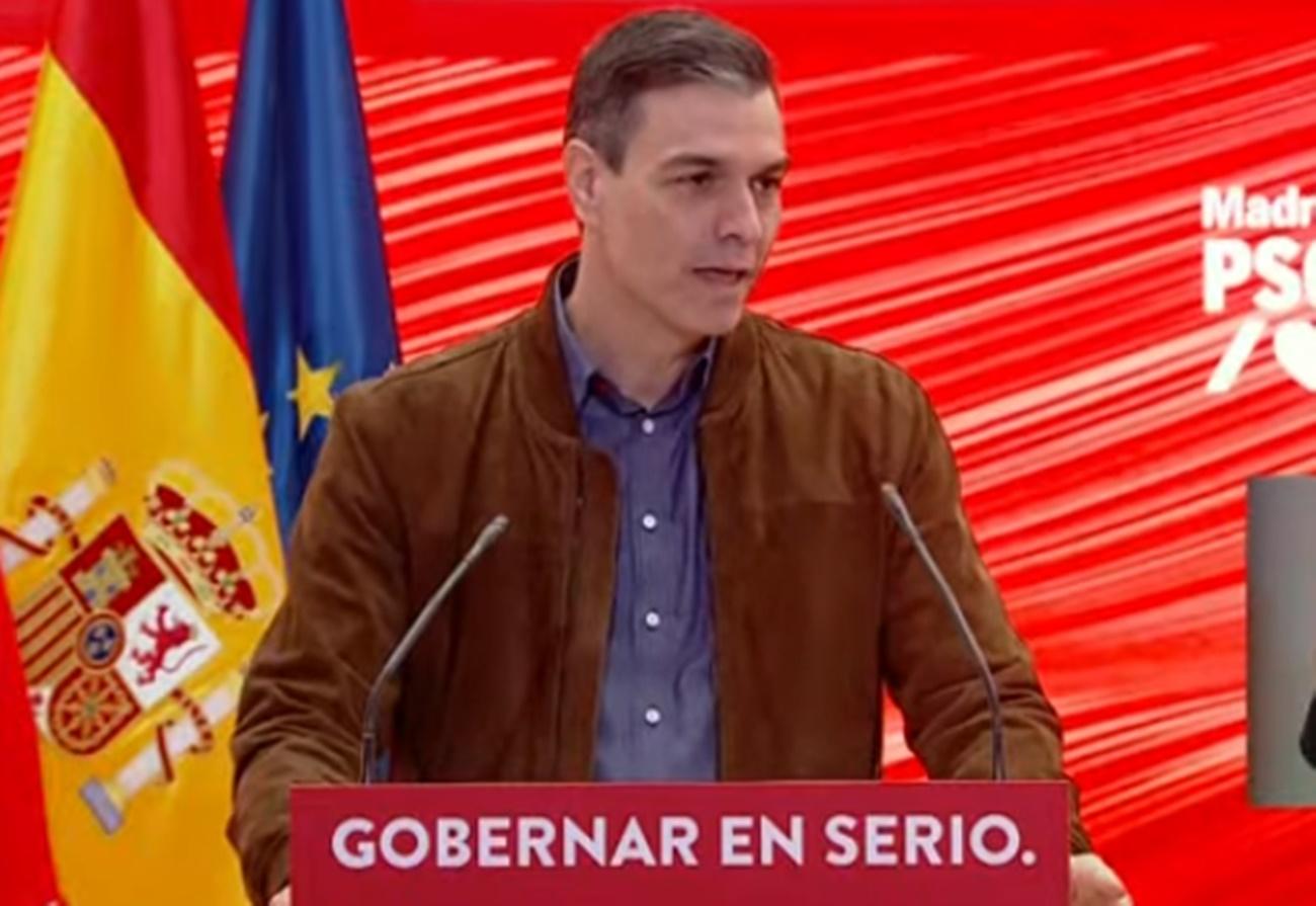 Pedro Sánchez durante la presentación de la candidatura de Ángel Gabilondo