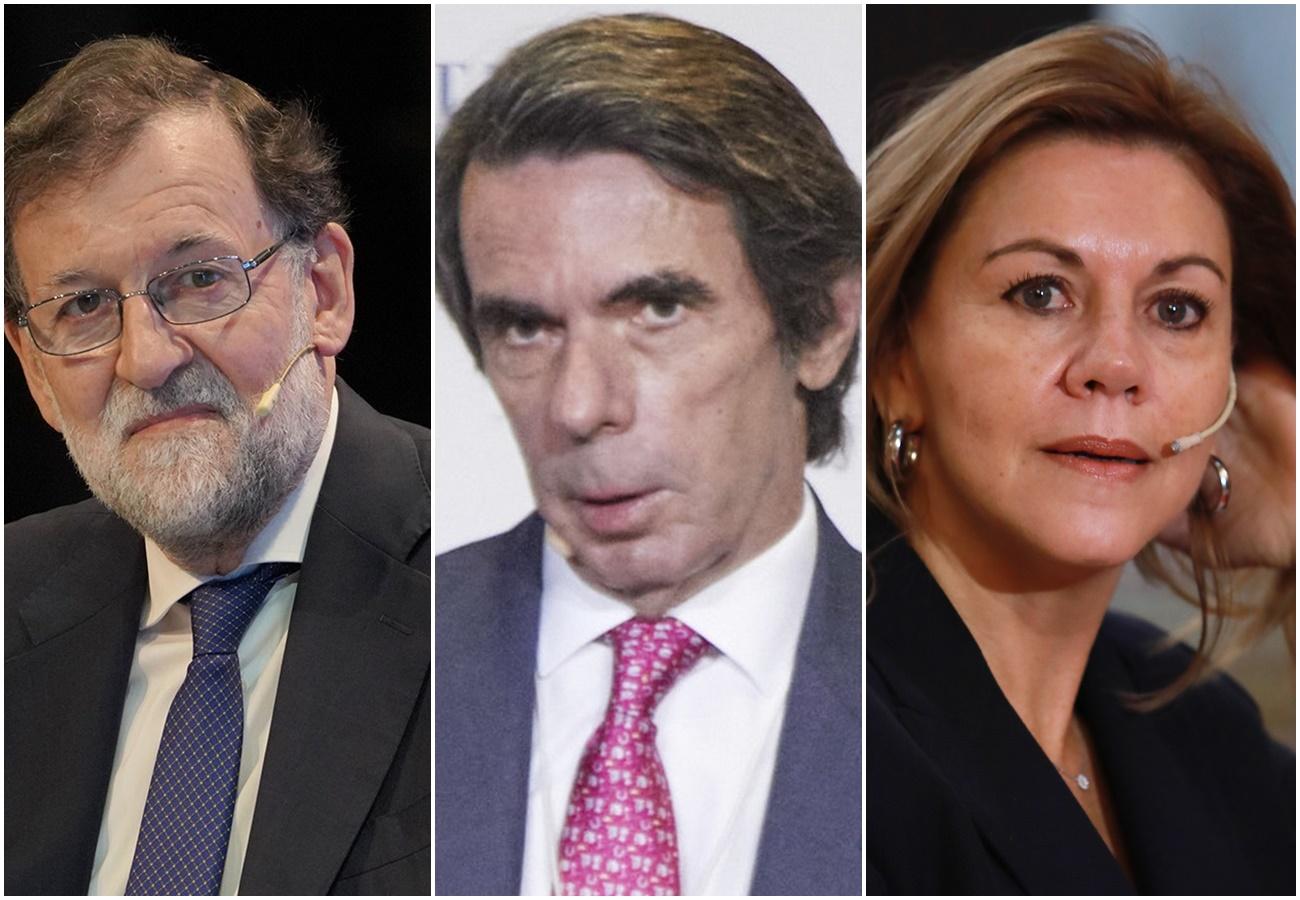 Mariano Rajoy, José María Aznar y María Dolores de Cospedal. 