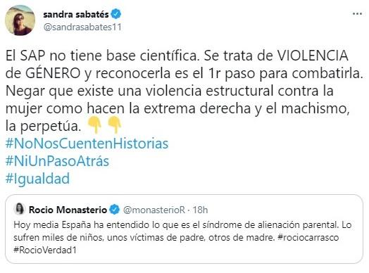 El contundente recado de Sandra Sabatés a Rocío Monasterio El contundente recado de Sandra Sabatés a Rocío Monasterio