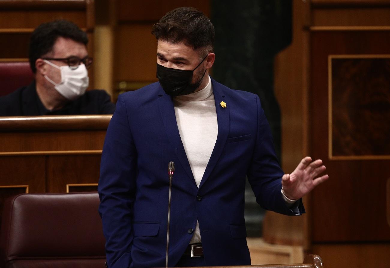 El portavoz de ERC en el Congreso, Gabriel Rufián, durante un pleno. Fuente: Europa Press.