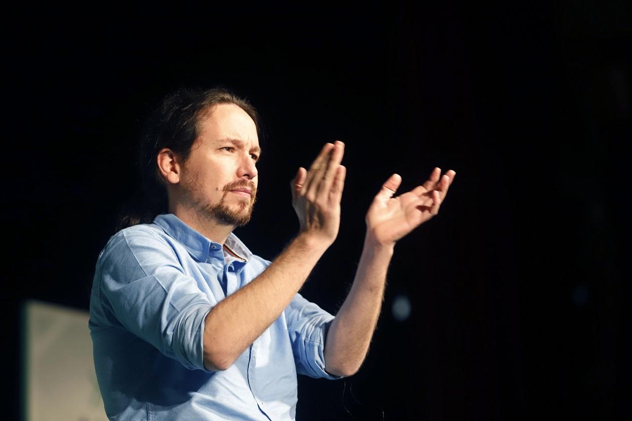 Pablo Iglesias aplaude al público durante un mitin. Europa Press