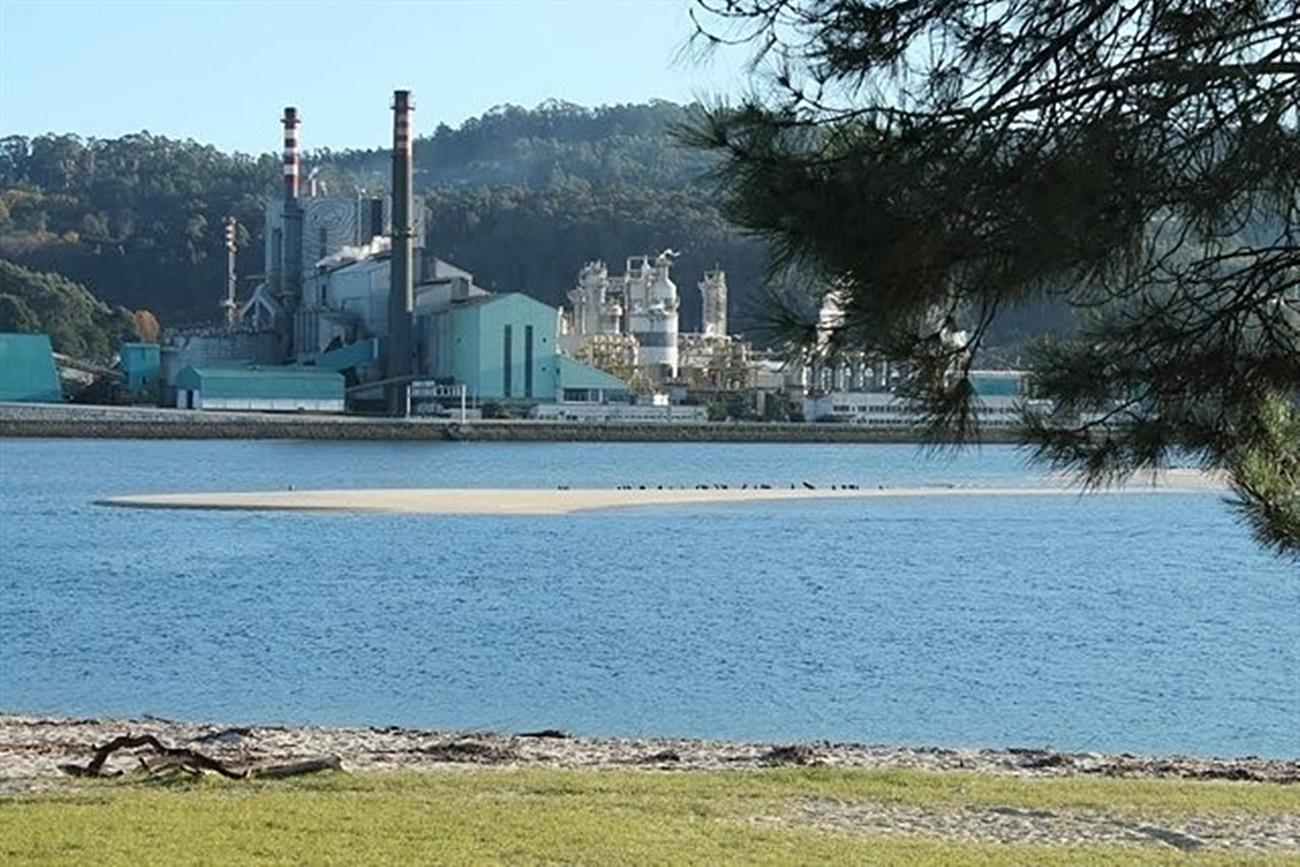 Imagen de la polémica planta de Ence vista desde el otro lado de la Ría de Pontevedra (Foto: Europa Press/Archivo).