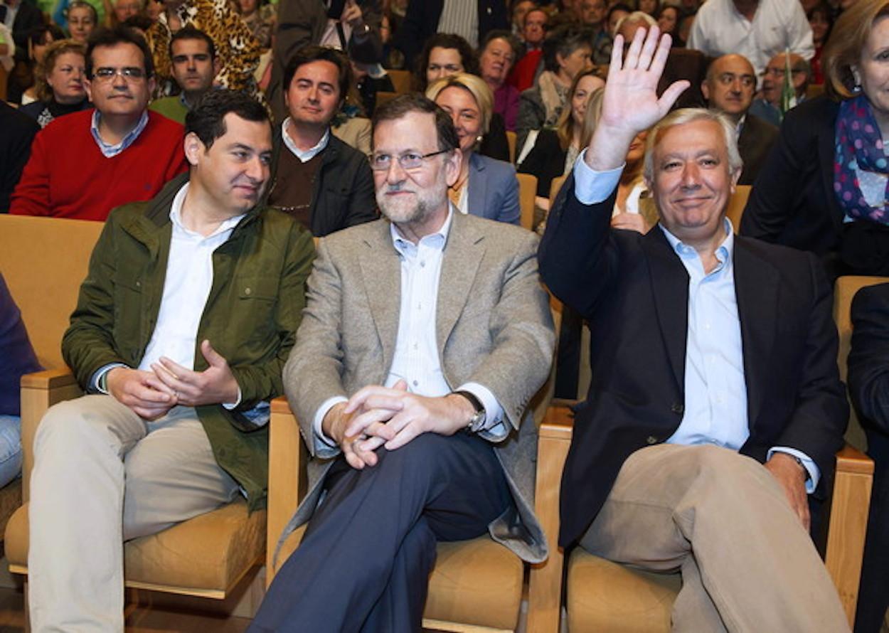 Juan Manuel Moreno, Mariano Rajoy y Javier Arenas, en una imagen de archivo.
