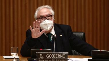 El ministro de Universidades, Manuel Castells, en su comparecencia en la Comisión de Ciencia, Innovación y Universidades del Senado. EP