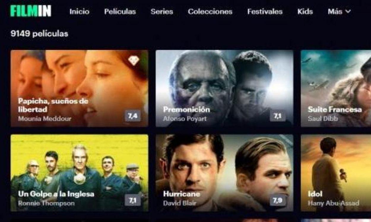 Portada de la plataforma de streaming Filmin. 