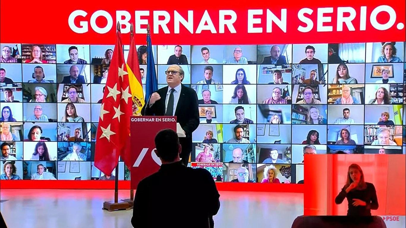 El candidato del PSOE en las elecciones de la Comunidad de Madrid, Ángel Gabilondo, en la presentación de la candidatura. Fuente: Twitter.