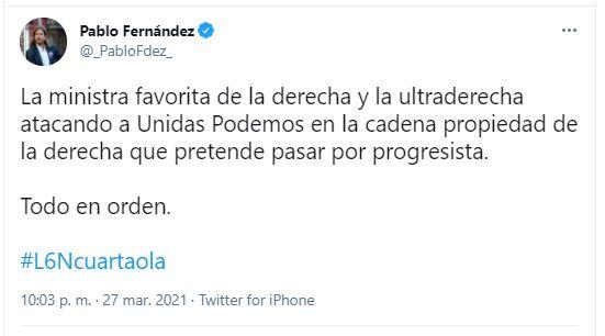 Tuit de Pablo Fernández Tuit de Pablo Fernández