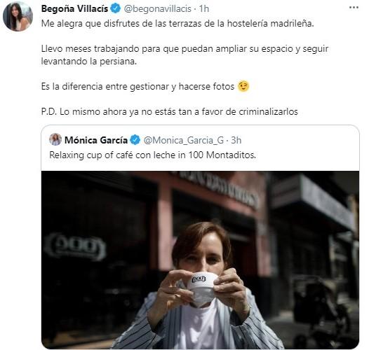 Villacís reacciona a Mónica García en Twitter