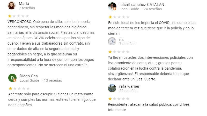 Algunas de las reseñas de la gente en Google 2