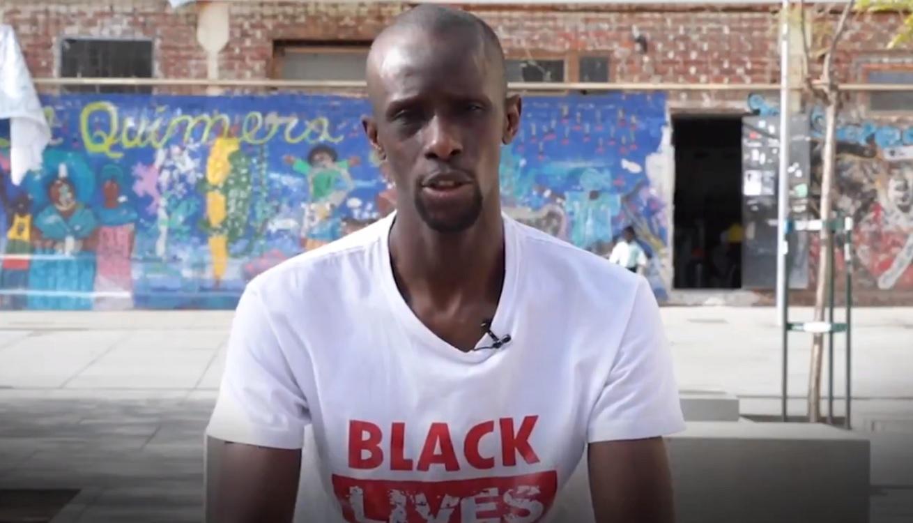 Serigne Mbayé en el vídeo de presentación de Unidas Podemos. Fuente: Twitter.