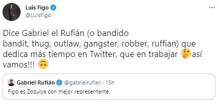 Figo responde al tuit de Gabriel Rufián