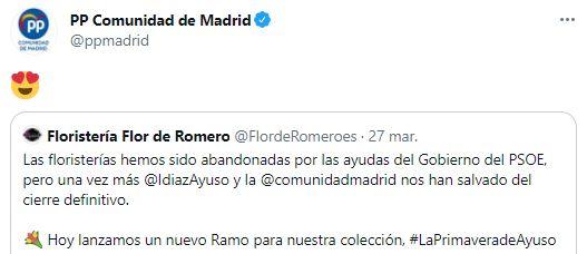 El PP de la Comunidad de Madrid comparte la imagen con un emoticono